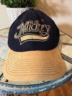 Vintage Goof's Hat Co Mickey Embroidered Two-Tone Baseball Cap - Blue & Tan